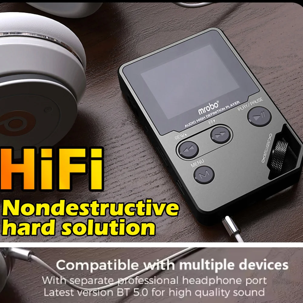 Built-in 8GB MP3 Lossless Bluetooth MP3 Music Player Zinc Alloy Body,Rotary Controls Wireless Connection FM Radio Voice Recorder