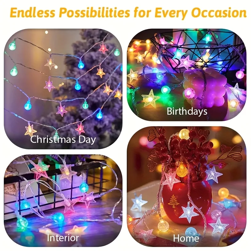 LED Crystal Ball/Copper Wire String Lights Battery Operated for Garden Wedding Party Holiday Celebration Christmas Decorative