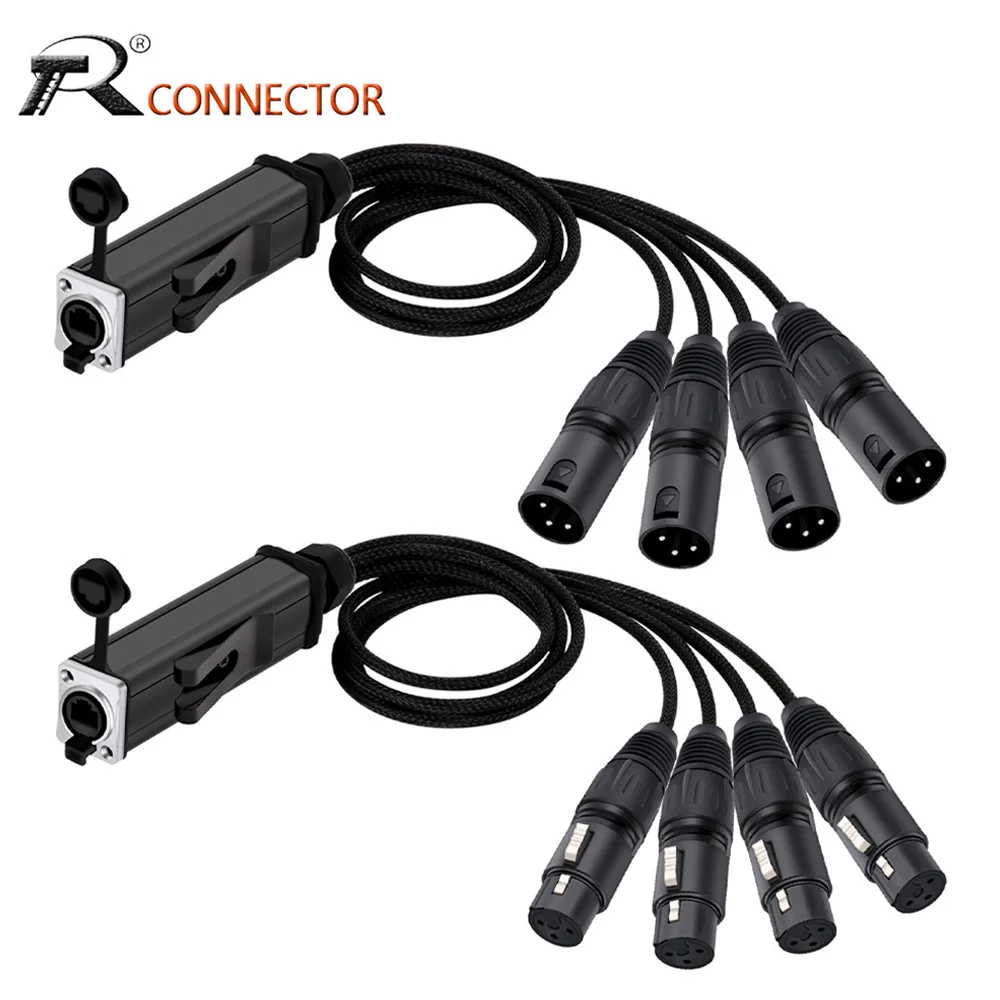 Cabo Receptor de Rede Multi Rj45 Cat5 Blindado para Canais 3pin Xlr Conector Macho e Fêmea Stage Recording Studio