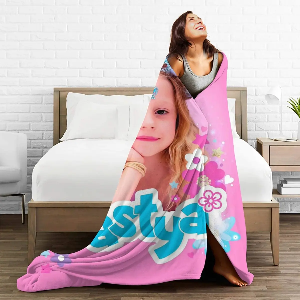Cute Like Nastya Blankets Coral Fleece Plush Summer Air Conditioning Kawaii Cartoon Throw Blanket for Sofa Car Bedding Throws 3