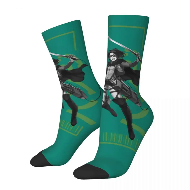 

Happy Funny Men's Compression Socks Hange Zoe Vintage Snk Levi Eren Anime Hip Hop Pattern Crew Sock