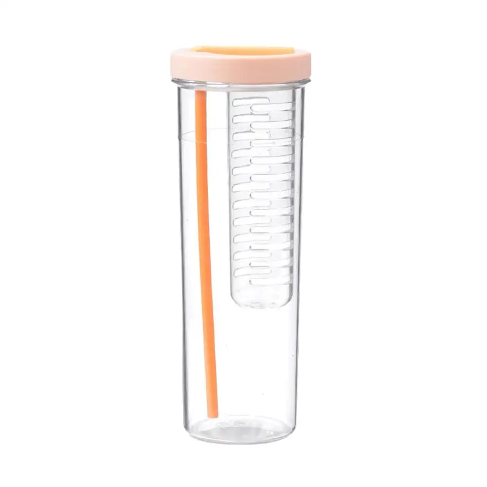 접이식 빨대 컵 투명 대용량 휴대용 컵 필터, 귀여운 레몬 물병, 주스 마시는 G5D4, 700ml
