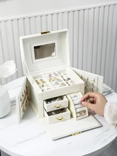  Hot Sale Large Jewelry Box Organizer PU Leather Drawer Jewellery Boxes Velvet Earring Ring Necklace Jewelry Storage Case Casket 