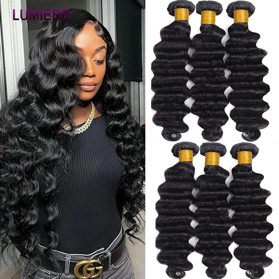30 40 inch Loose Deep Wave Bundles Brazilian Raw Human Hair Weave Bundles 1/3/4 Bundle Deals Human Hair Extensions For Women