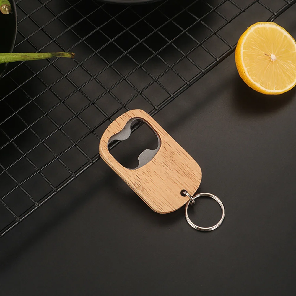 

4pcs Keychain Bottle Openers Wood Beer Bottle Opener Wooden Beverage Bottle Openers