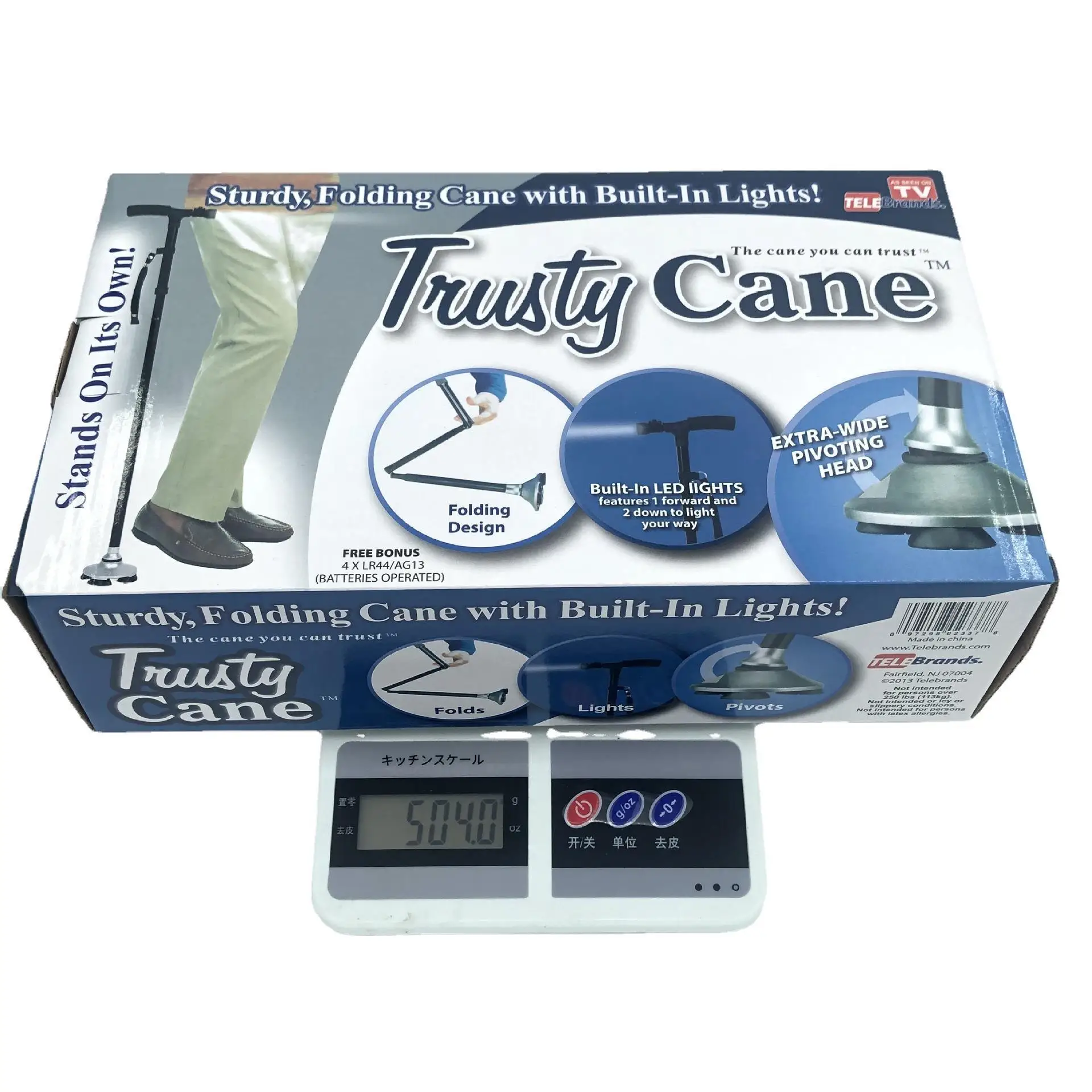 Cross-border TV Trusty Cane With Lamp Fold Slippery Crutch Old Man Straight Shank Outdoor Walking Sticks