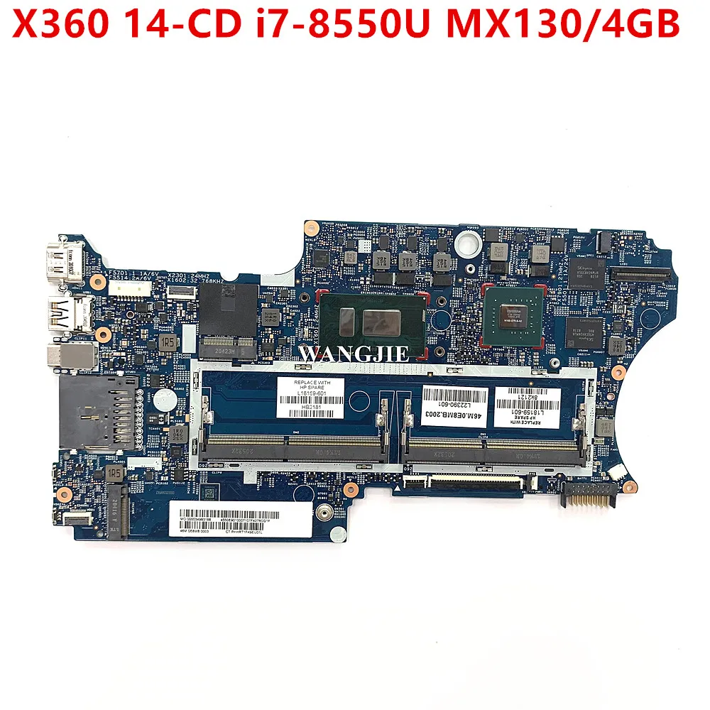 

L18159-601 For HP Pavilion X360 14T-CD 14-CD Laptop Motherboard 17878-1B 448.0EA06.001B L18159-001 With i7-8550U CPU MX130 4GB