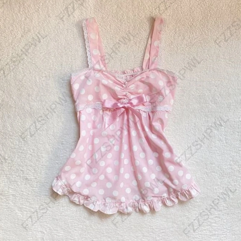 Polka Dot Spaghetti Strap Dress Casual V Neck Backless Cami - New...