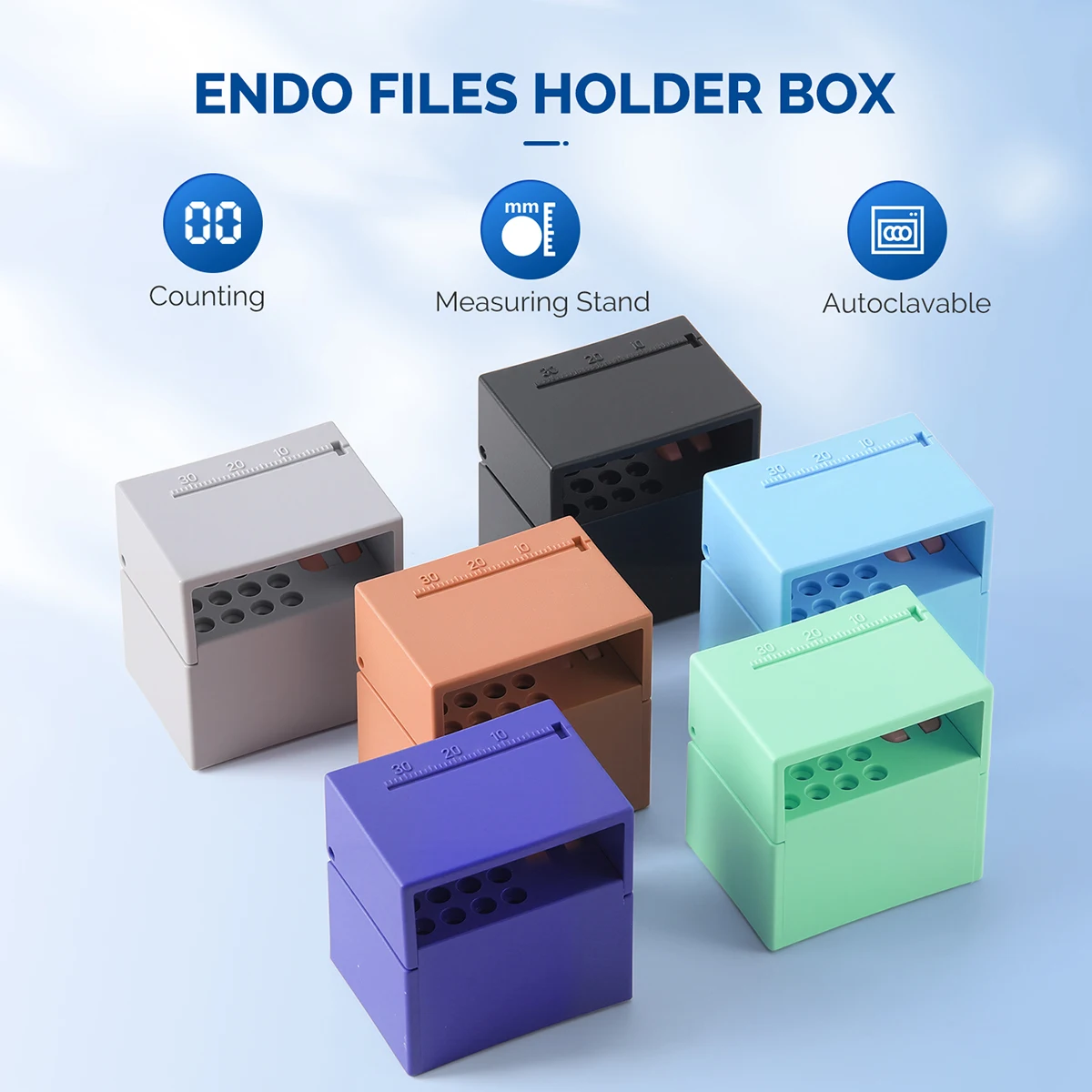 10/20 Löcher Dental Endo Dateien Desinfektion Box Autoklavierbar Mit Speicher Halter Mess Zähler Mundpflege Werkzeuge AZDENT – Detail 1