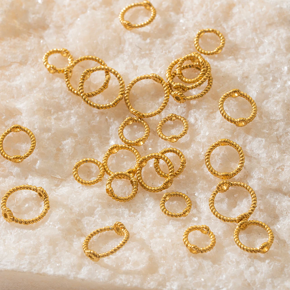 10 Stück 6 8 10mm Edelstahl Gedrehte Ringe Rahmenperlen Verbinder DIY Armbänder Ohrringe Schmuckherstellung Zubehör Bastelbedarf – Detail 4