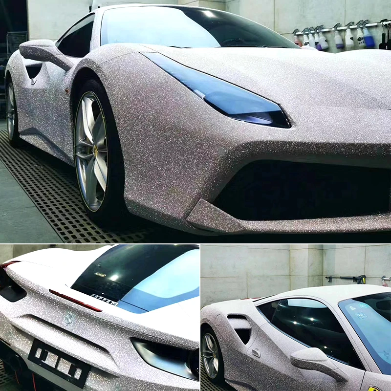 1.52x18M Diamond Sparkle purple Red Glitter Car Wrap Film Matte Self