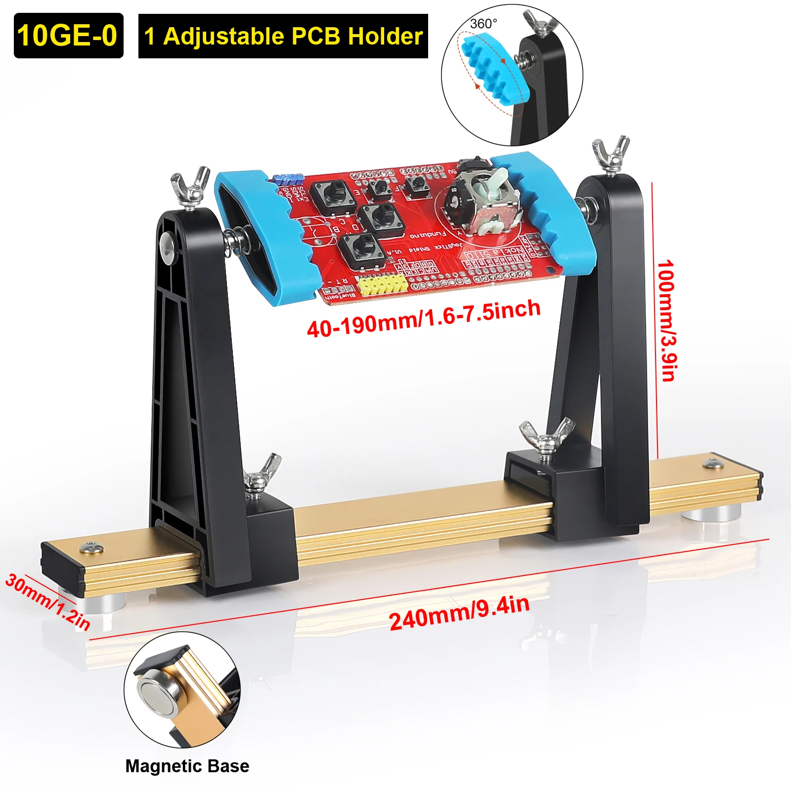 Magnetic Adjustable PCB Holder with Dual Flexible Arms for Soldering and Desoldering Tasks