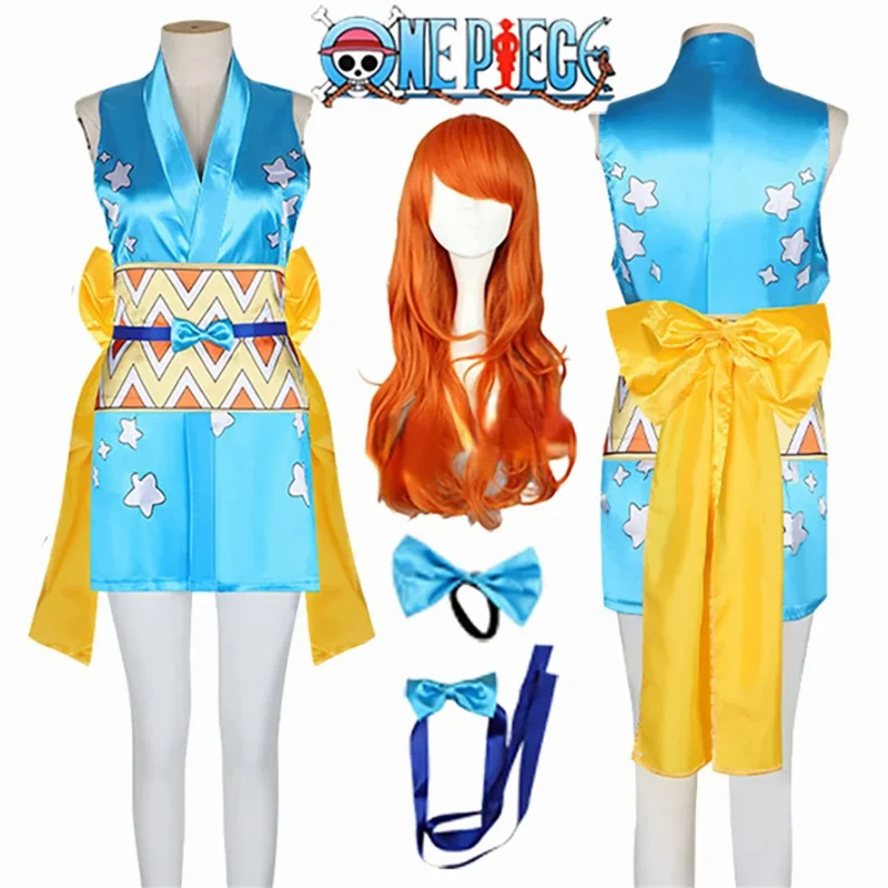 

Disfraz de Anime de una pieza para mujer, traje de juego de rol, Wano Country Nami, Kimono, Halloween