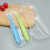 1/2Pcs Silicone Spoon Set Baby Learning to eat Training Spoon Baby Silicone Soft Spoon PP Plastic Box Children's Tableware Box 1