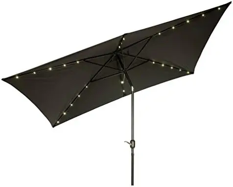

Solar Powered LED Lighted Umbrella, 10' x 6.5', Tan Umbrella Raincoat Umbrella corporation Mini umbrella On cloud shoes for men
