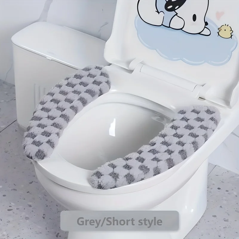 Thick Washable Toilet Seat Cushion with - Soft Plush Toilet Lid Cover,Non-Slip Ring for s &,All-Season Bathroom Pad (Over Rim)