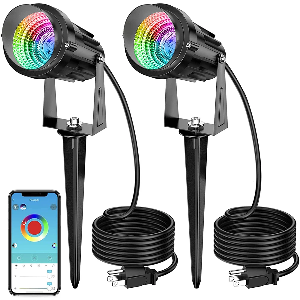 15WRGBLandscapeLightSmartBluetoothGardenLawnSpotlightsLampIP67WaterproofOutdoor