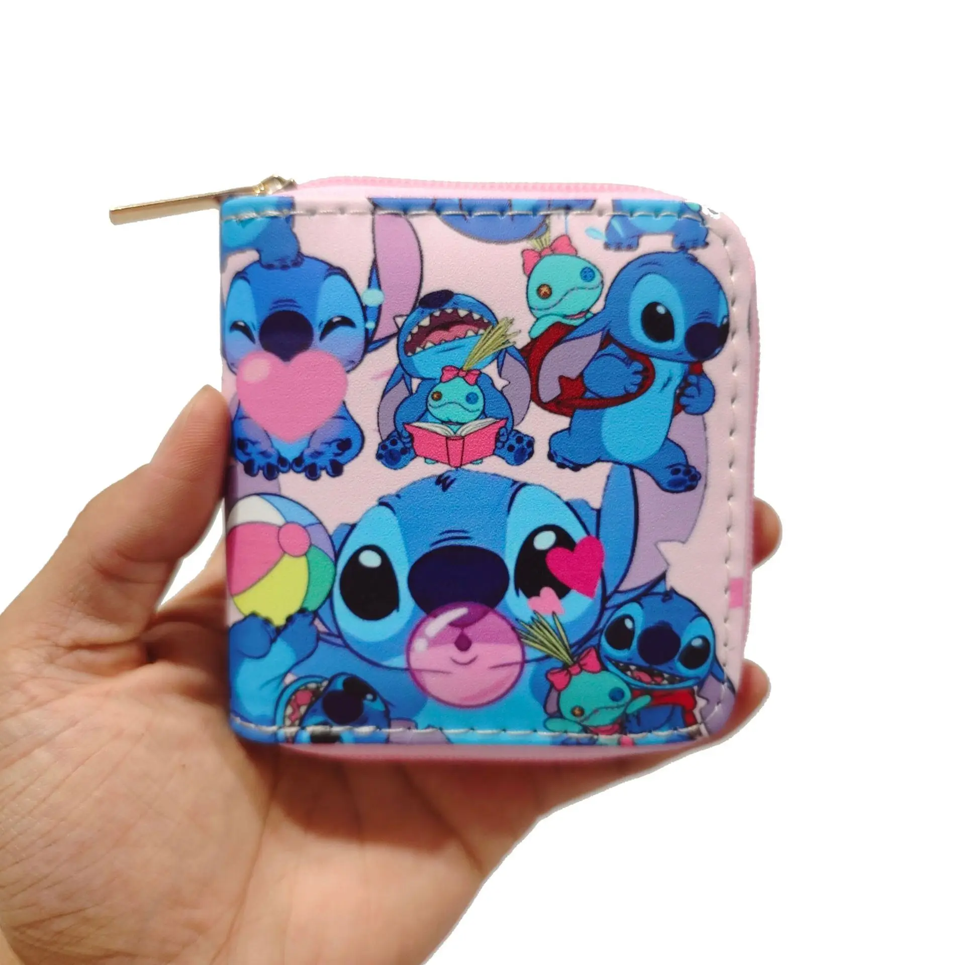 thumbnail image 1 of Monedero corto con estampado de Anime Lilo Stitch, bonito y encantador monedero de PU con dibujos animados para niñas y niños, regalo de cumpleaños para niños, 1 of 4