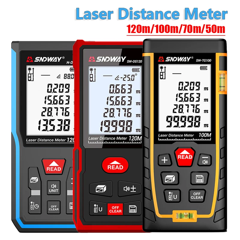 Pofessional Laser Distance Meter 50m 70m 100m 120m Rangefinder High Accuracy Digital Range Finder Build Measure Device