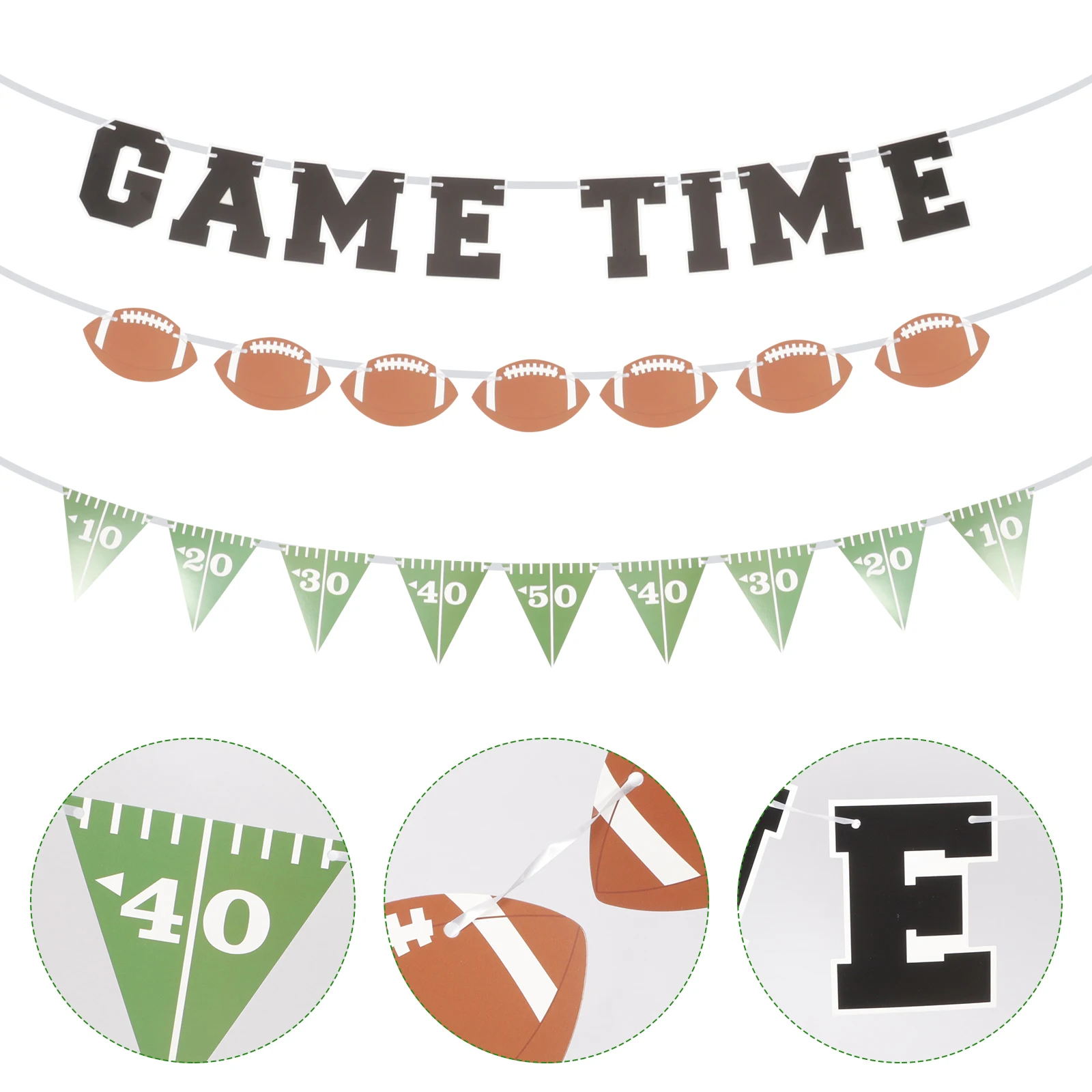 3Pcs American Football Banner Football Bunting American Birthday Themed Party Decoration Pennant Flag