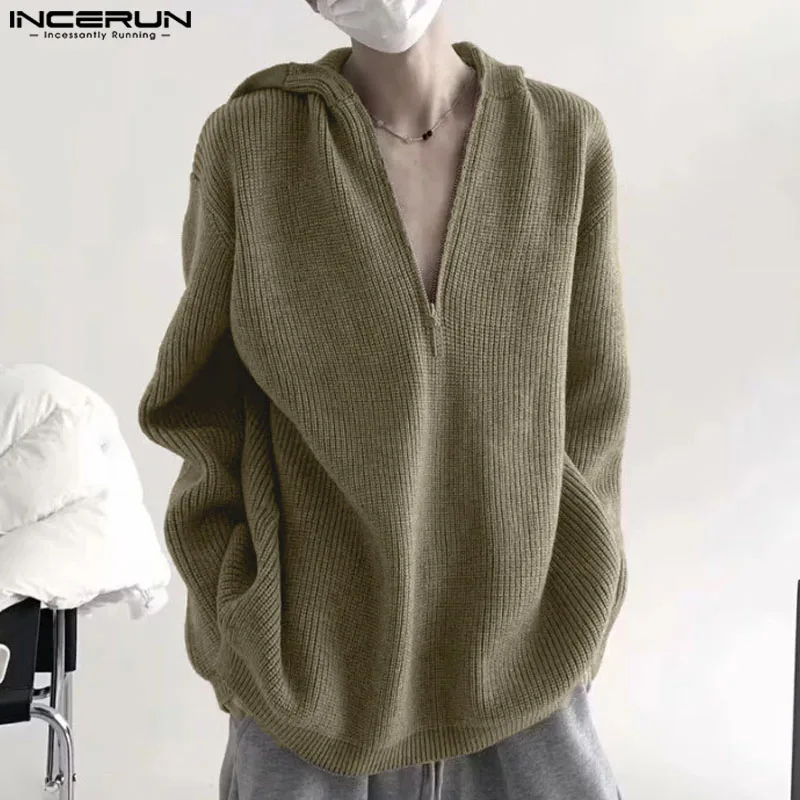 

INCERUN Tops 2024 Korean Style New Men's Simple Zipper Design Hoodie Casual Streetwear Solid Striped Long Sleeved Hoodies S-5XL