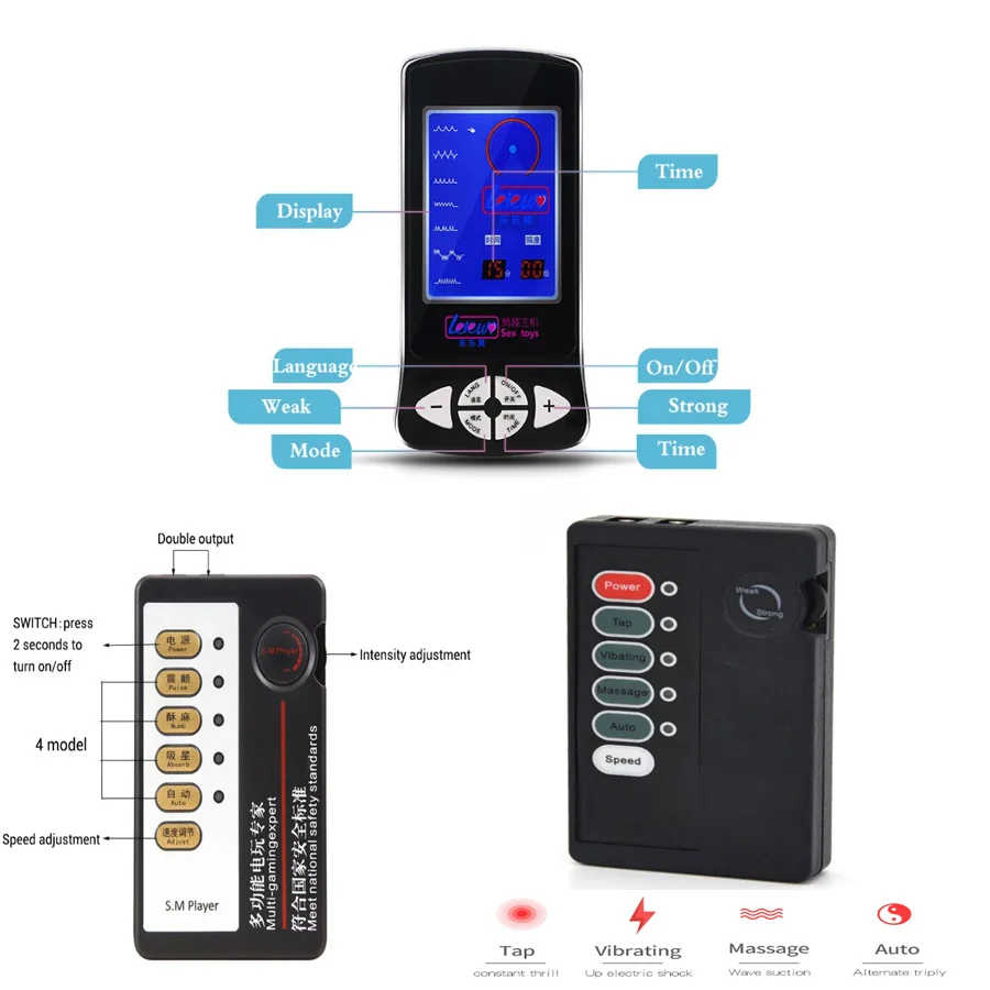 Electro Sex Toys Electro Shock Anal Plug Penis Plug Cock Rings Medical Themed Massage Pad Nipple Clamps for Men