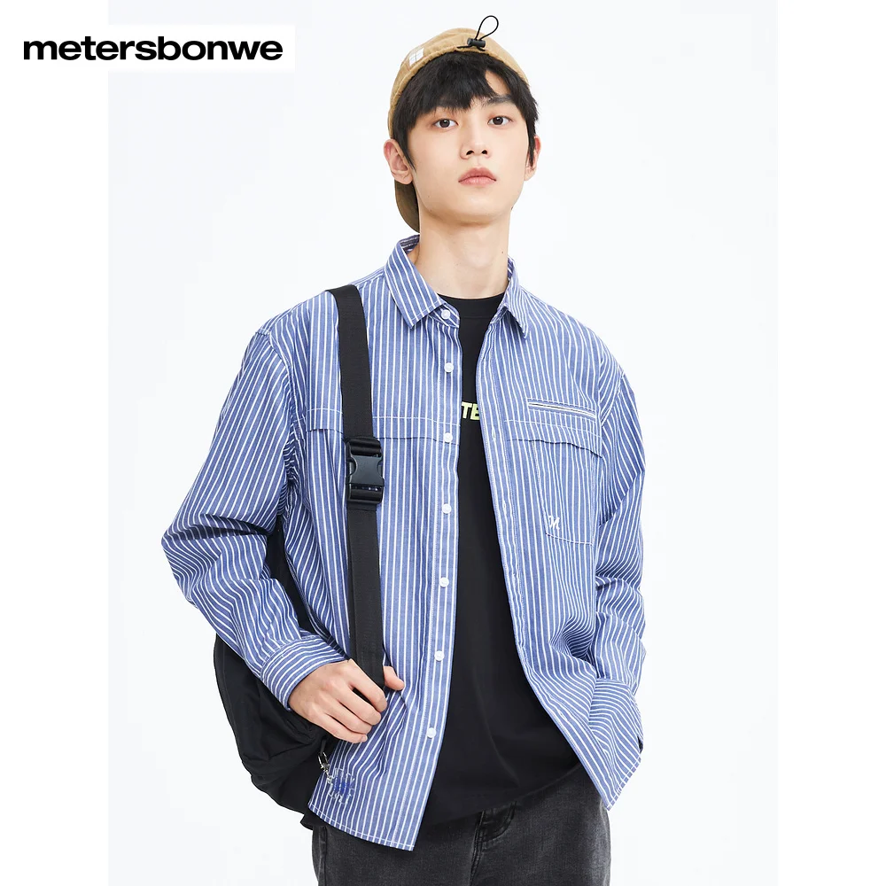 Metersbonwe Base Shirt Men Spring Casual Urban Top High-Quality Shirts Brand 100 Cotton  Solid Color Blouse