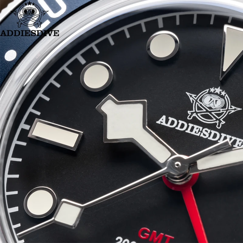 ADDIESDIVE TOP Brand GMT Men Quartz Watch Bubble Mirror Glass Luminous relojes hombres 20Bar Waterproof Luminous AD2044 Watches