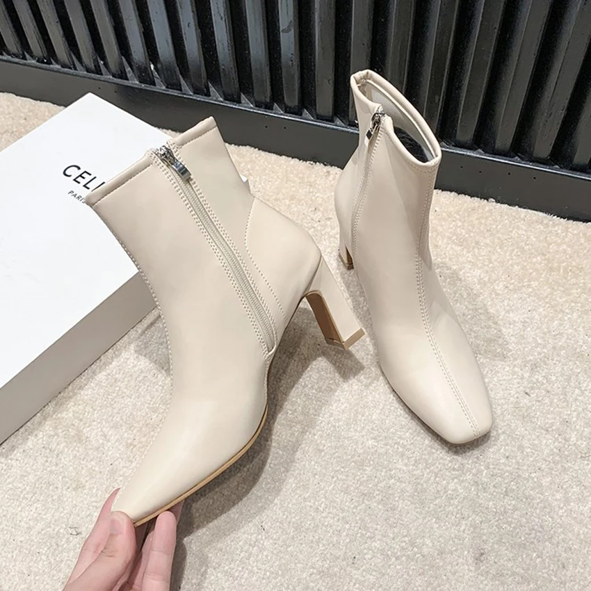 Femininas Women Fashion Sweet High Quality Side Zipper Short Ankle Boots Lady Brand Design Black Boot Spring and Autumn Fashion