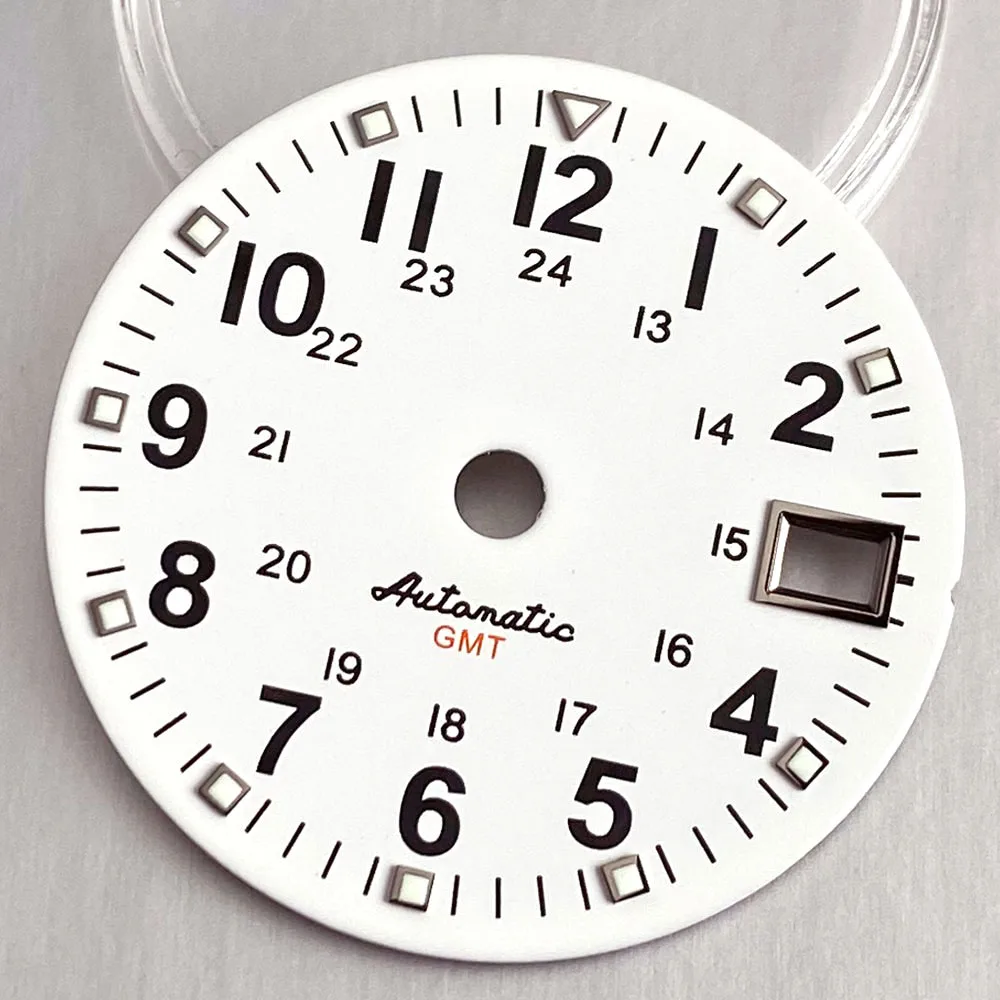 タンドリオ ニューレトロ ブラック ホワイト 29mm 24時間アラビア数字夜光時計文字盤 NH34 NH34A自動巻きムーブメント GMT時計文字盤対応  - AliExpress 1511 1個の時計部品 ヴィンテージ 28.5mm ブラック/レッド/ベージュ 滅菌済み パイロットウォッチ ダイヤル グリーン 夜光マーク