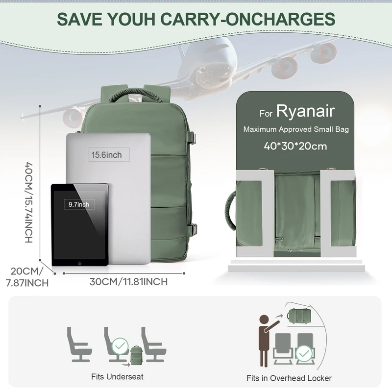 Ryanair Backpack 40x30x20 Cabin Bag Travel Women Hand Luggage Leisure Laptop...