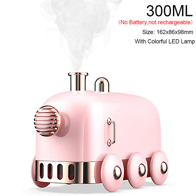 Ultrasonic Humidifier Retro Mini Train USB Aroma Air Diffuser Essential Oil Mist Maker Fogger With Color LED Light