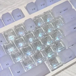 Dual - Color Pink and White Keycap Set with Transparent Design - 21 - Key Mechanical Keyboard Enhancement (Variation)