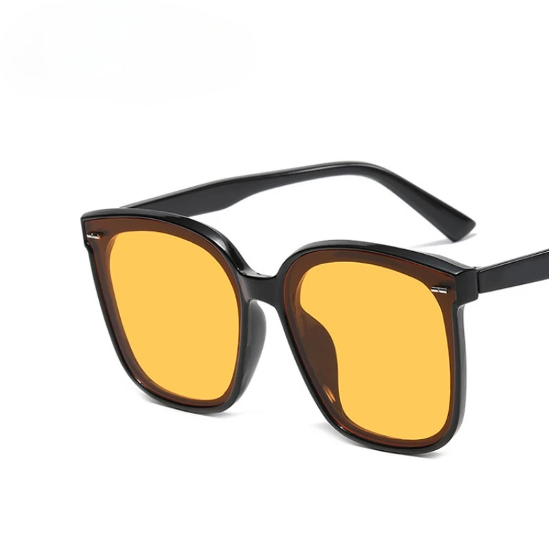 Retro Transparent Yellow Sunglasses Men Fashion Driving UV - Main Image