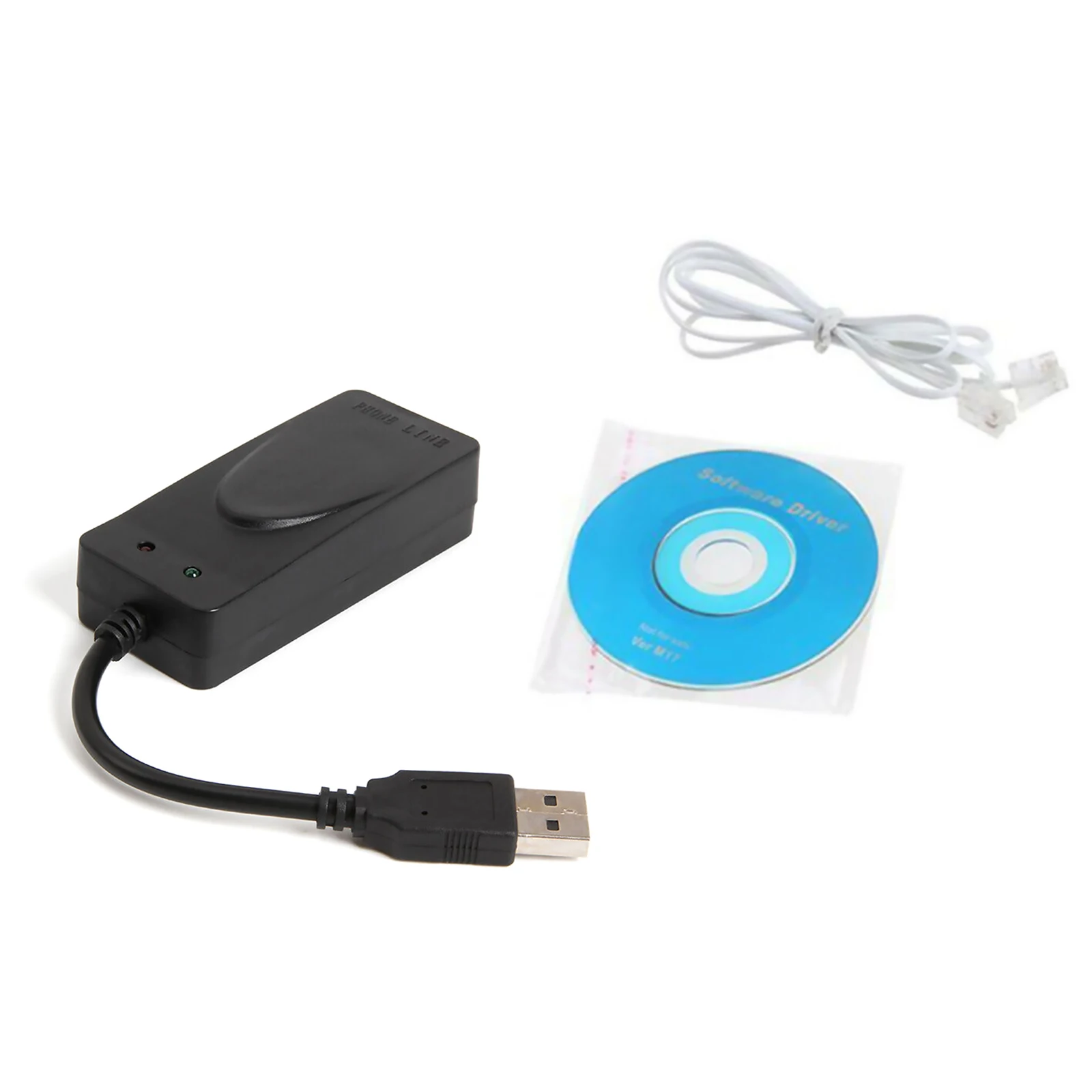 1Pc Dual RJ11 Ports USB 56K External Dial Up Voice Fax Data