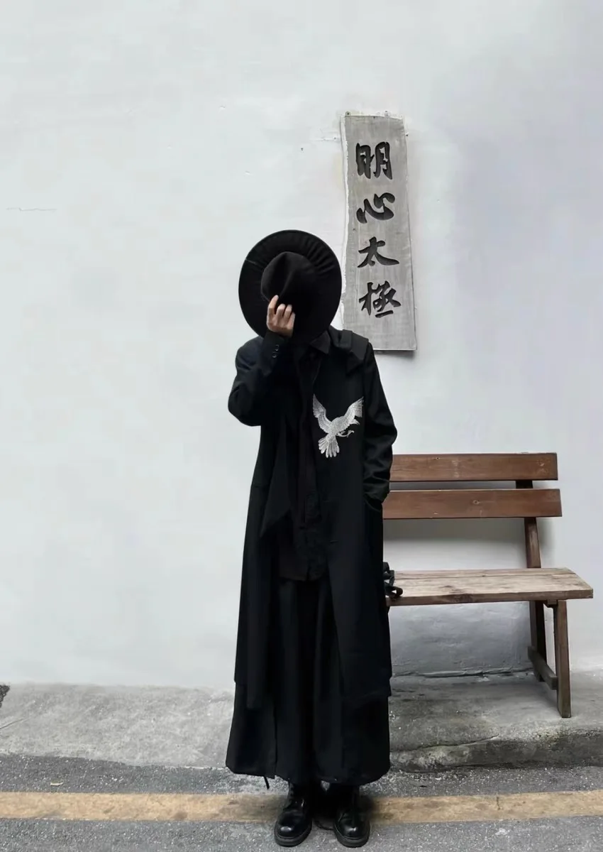 Suit Jacket Personality Embroidered Raven Coat and Crane Stereo Lapel Retro Suits Men And Women The Same,YAMAMOTO-Style