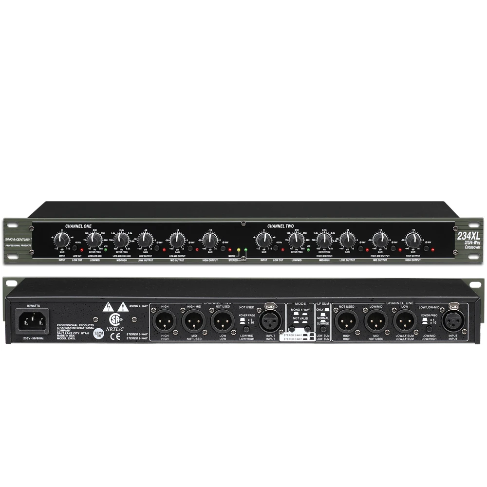 234XL Mono 3 Way Crossover audio Equalizer with XLR Connectors