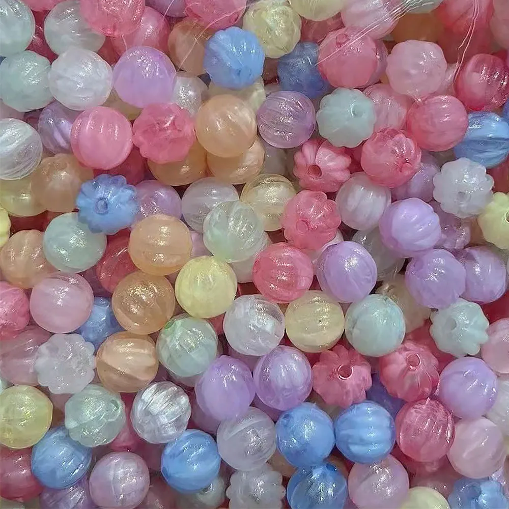 

Acrylic Beads Round Pumpkin Shape 50Pcs 11mm Colourful Loose Spacer Beaded For Jewelry Making Handmade Bracelet Necklace