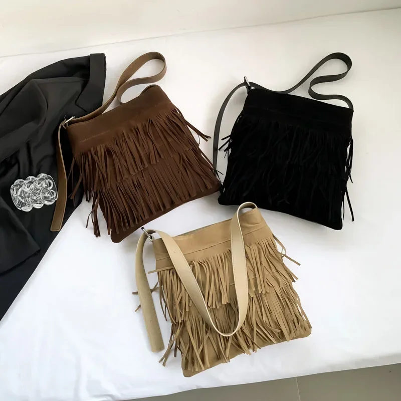 Tassel personality fashion leisure Handbag 2024 Hot sale crossbody shoulder bag high quality Female designer Student School Bag