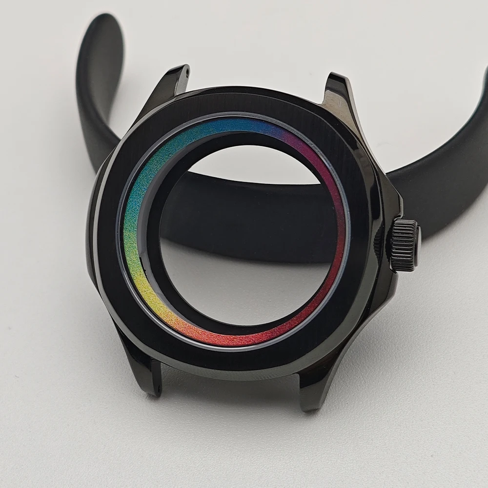 Black Steel Watch Case with Chapter Ring and Sapphire Glass, 39.5mm