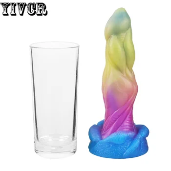 YIVCR Dazzle Colour Alien Dildo Liquid Silicone Flexible Dick Monster Dildo for Anal with Suction Cup Realistic Dildo Sexy Toys 2