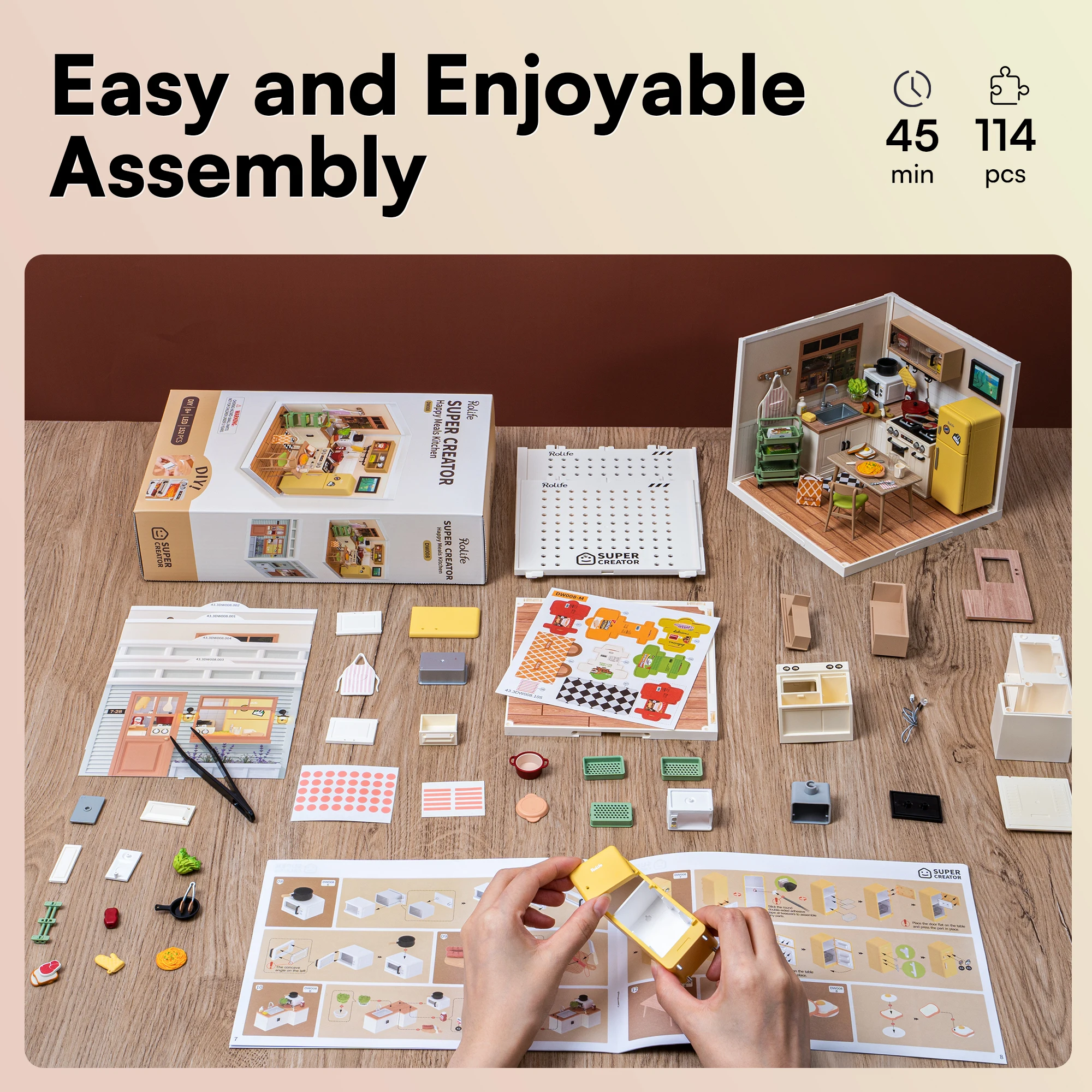 Robotime Rolife 3D Puzzle Model Super Store Series Happy Meals Kitchen Plastic DIY Miniature House Kit Building Blocks Kits 6