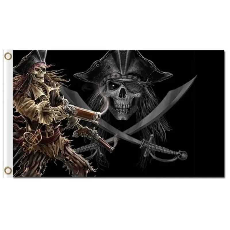 

90x150CM Pirate Skull Flag Polyester Banner Flag Home Decor Jack Sparrow Skull Bone Pirate Flag Jolly Roger