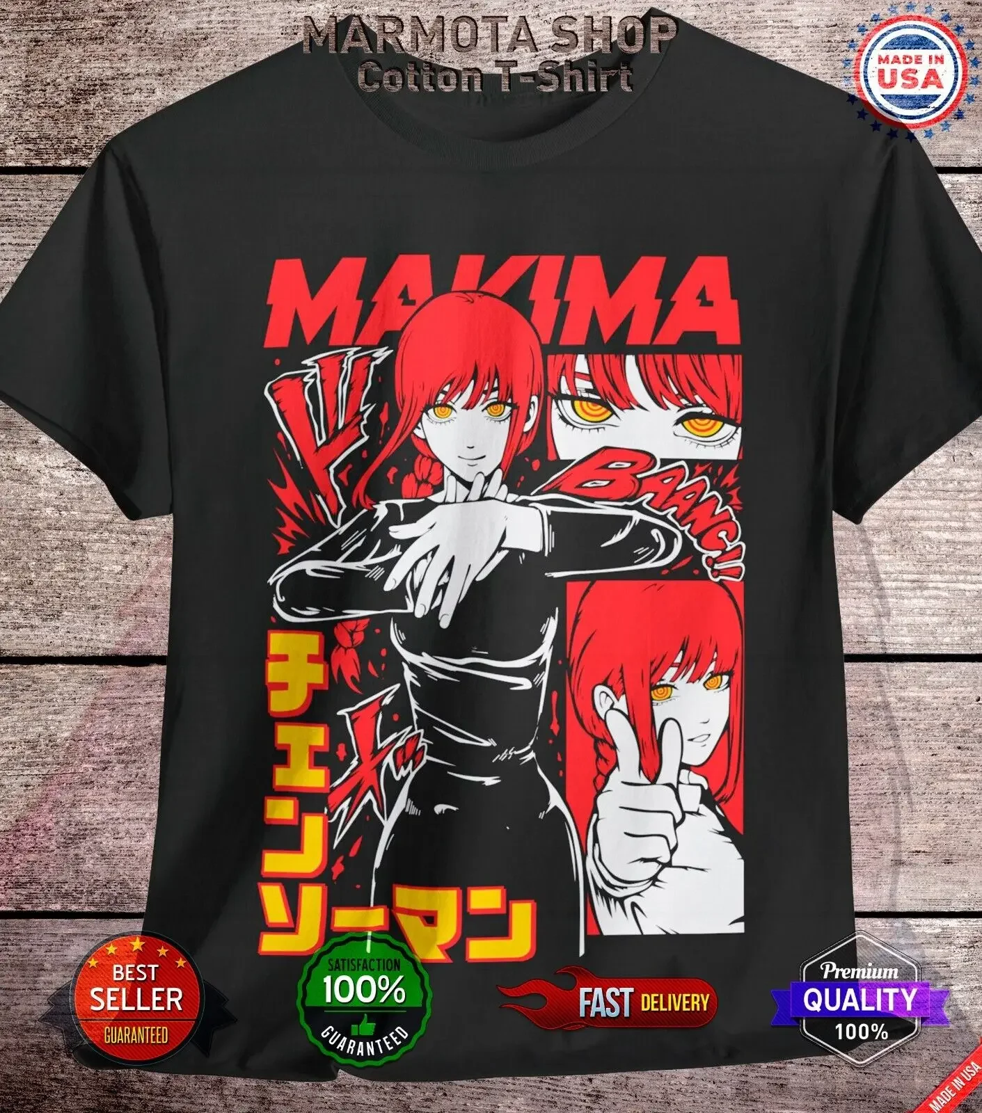 

Makima Chainsaw Man Shirt Waifu Ecchi Anime Tee T-Shirt Sexy Power Kawaii Devil