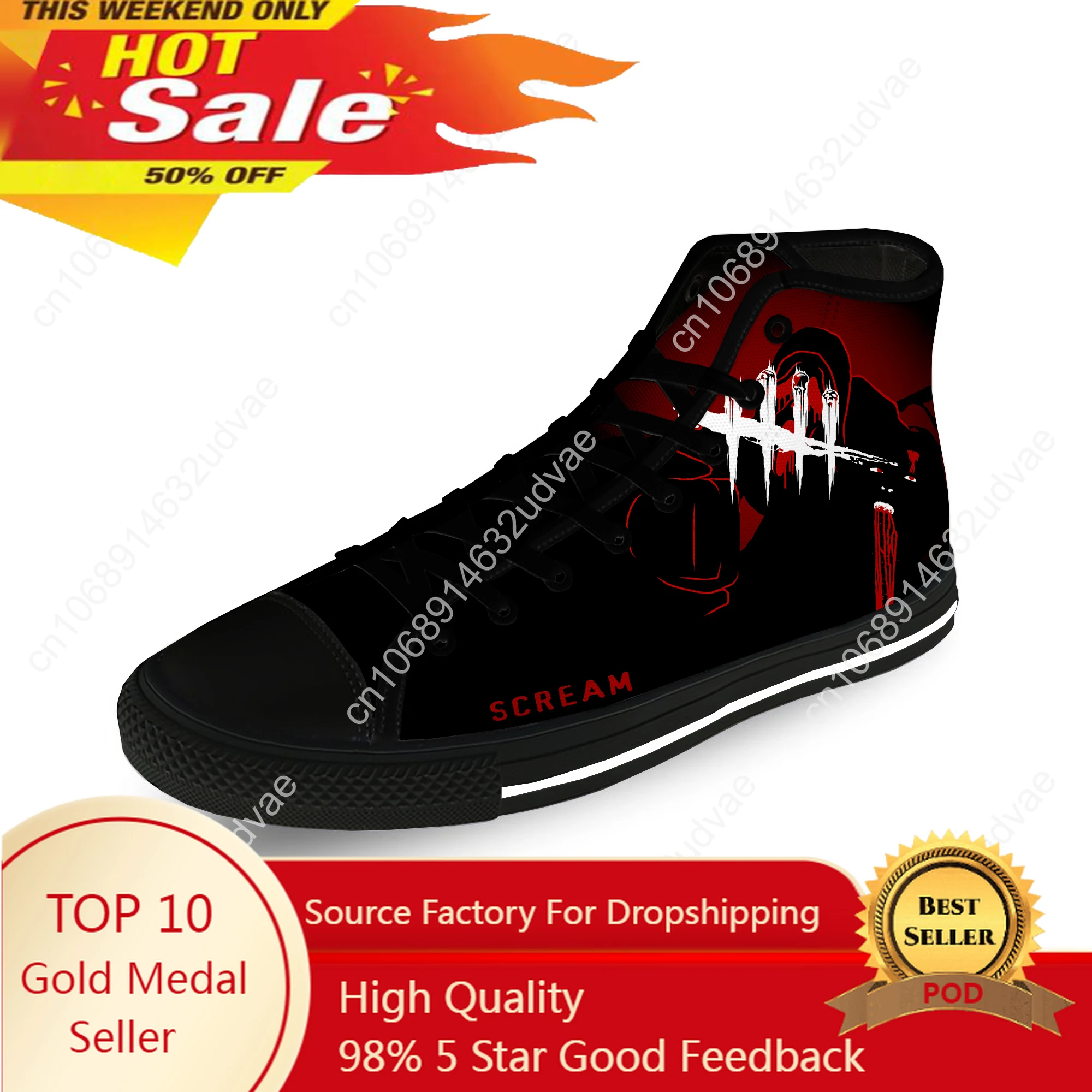 

Hot Movie Scream Ghostface Horror Casual Cloth Fashion 3D Print High Top Canvas Shoes Men Women Lightweight Breathable Sneakers