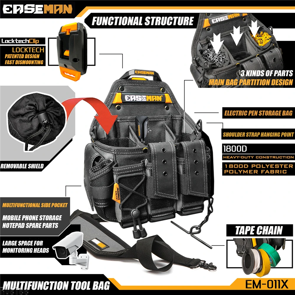 EASEMAN 1800D Heavy Duty Part Tool Bag with Quick Disassembly Function Organizer for Electrician Tool Carpenter 2