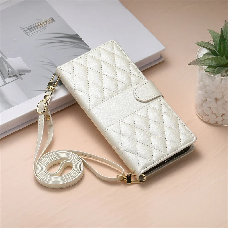 Elegant Leather Wallet Phone Case with Long Lanyard