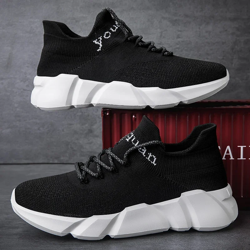 Women Men Sneakers Outdoor Breathable Running Shoes Solid Lace Up Mesh Casual Sock Shoes for Training Walking Plus Size 36-46