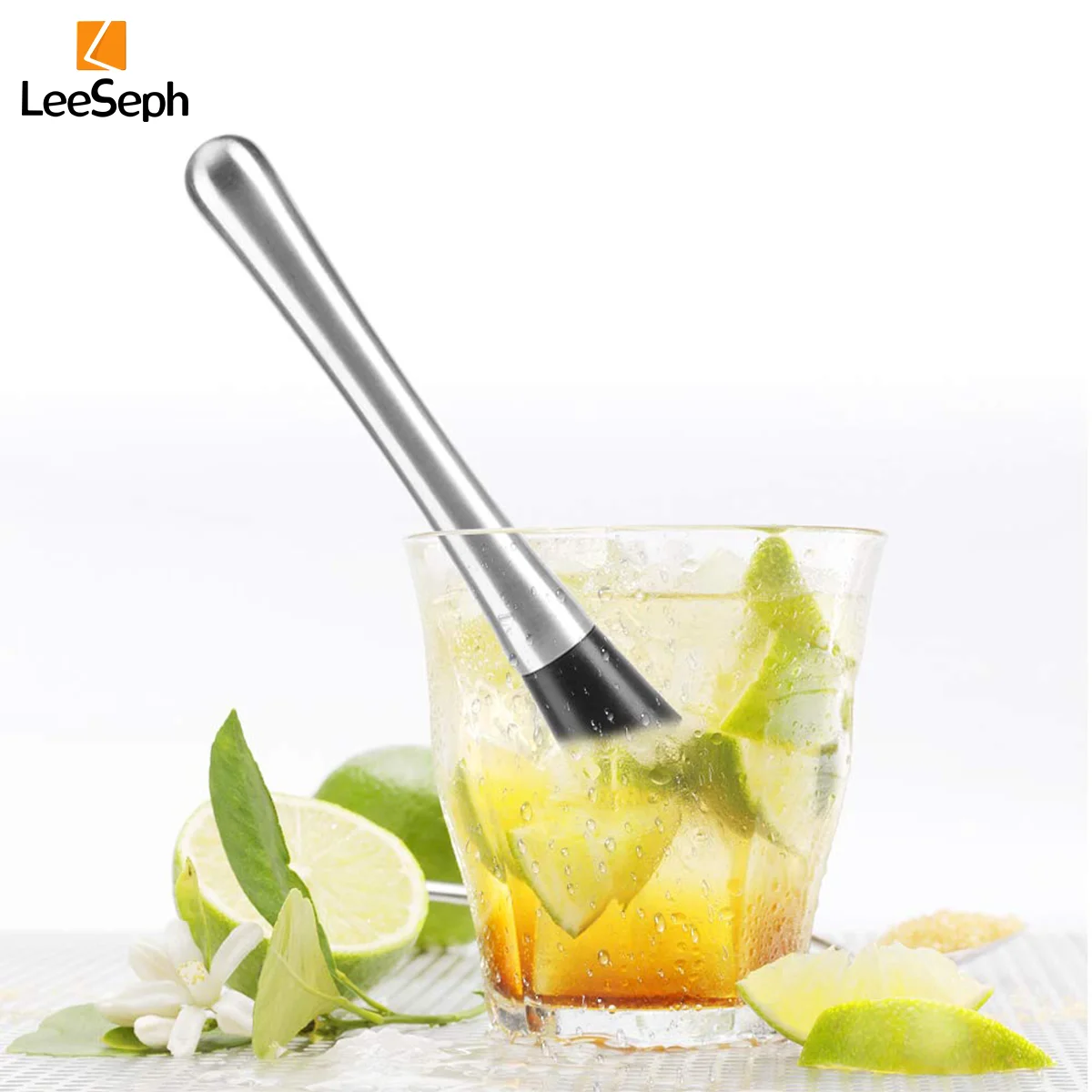 Professional Stainless Steel Cocktail Muddler With Grooved Nylon Head, Fruit Muddler Drink Muddler, Durable Easy Clean Bar Tool