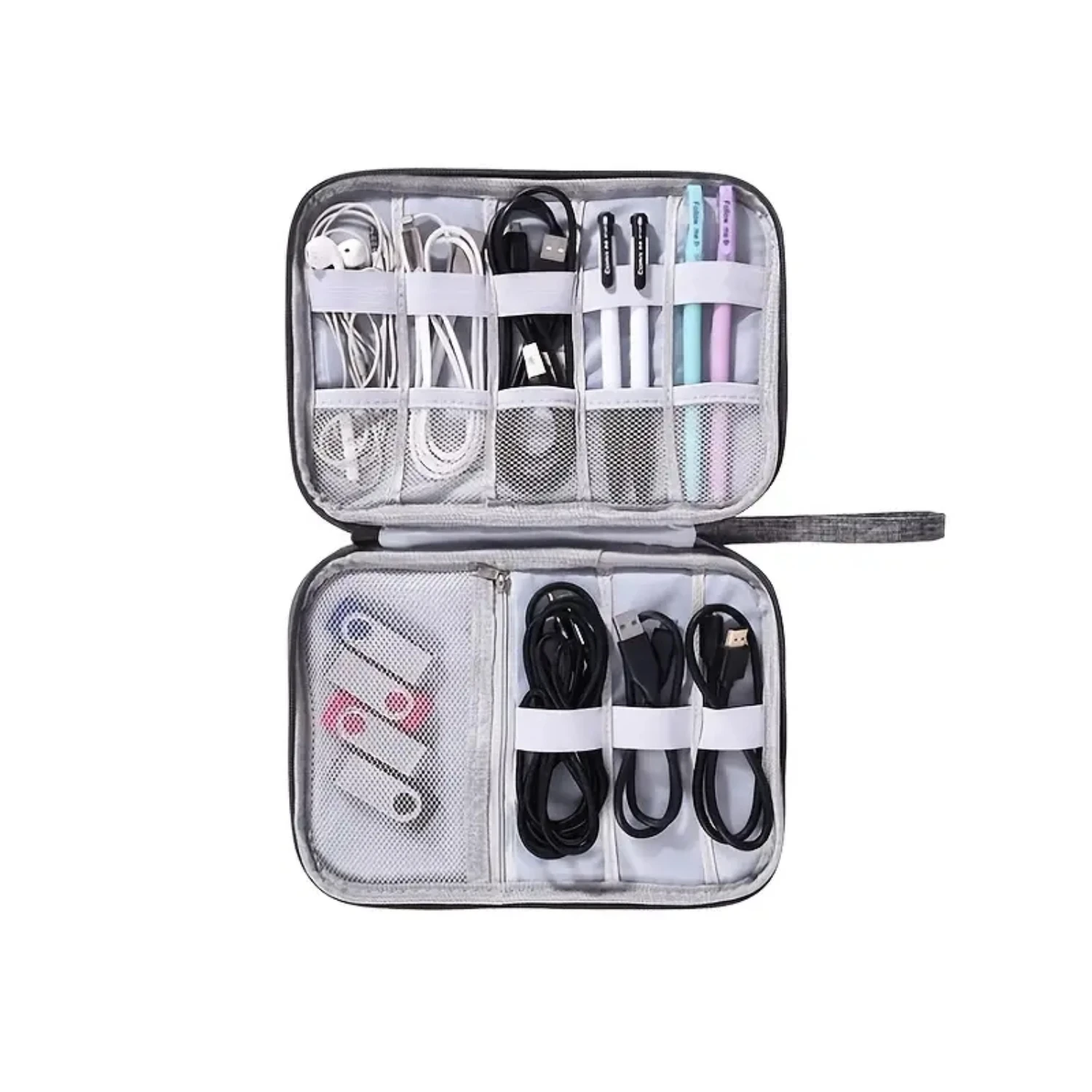 Durable Waterproof Portable Travel Organizer for Electronics-Dustproof Cord Storage Bag with Multiple Pockets-Convenient Ele